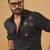 Black onyx embroided cotton shirt for mens