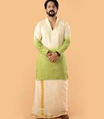 Ethnic ombre - green ombre kurta and mundu