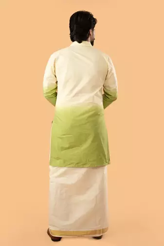 Ethnic ombre - green ombre kurta and mundu