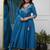 Blue embroidery viscose silk kurta set with chanderi dupatta for women