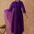 Purple embroidery vichitra silk aliya cut kurta set with organza dupatta