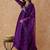 Purple embroidery vichitra silk aliya cut kurta set with organza dupatta