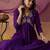 Purple embroidery vichitra silk aliya cut kurta set with organza dupatta