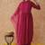 Pink embroidery vichitra silk aliya cut kurta set with organza dupatta