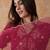Pink embroidery vichitra silk aliya cut kurta set with organza dupatta
