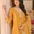 Mustard embroidery printed rayon straight kurta pant set with organza dupatta for women