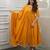 Mustard embroidery viscos anarkali kurta pant set with chanderi dupatta for women