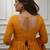 Mustard embroidery viscos anarkali kurta pant set with chanderi dupatta for women