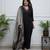 Black embroidery viscos straight kurta set with dupatta for women