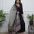 Black embroidery viscos straight kurta set with dupatta for women