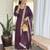 Purple embroidery vichitra silk anarkali kurta pant set with vichitra dupatta for women
