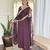Purple embroidery vichitra silk anarkali kurta pant set with vichitra dupatta for women