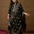 Women black silk blend floral foil printed straight kurta sets