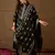 Women black silk blend floral foil printed straight kurta sets