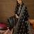 Women black silk blend floral foil printed straight kurta sets