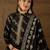 Women black silk blend floral foil printed straight kurta sets