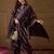 Women purple silk blend floral foil printed straight kurta sets