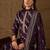 Women purple silk blend floral foil printed straight kurta sets
