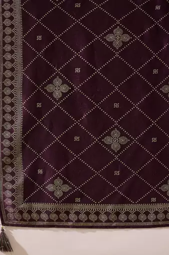 Women purple silk blend floral foil printed straight kurta sets