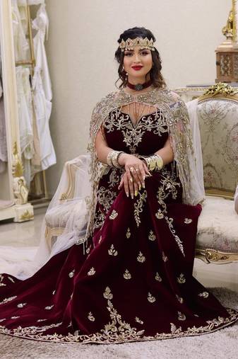 Burgundy Royal Handcrafted zardosi women's dress