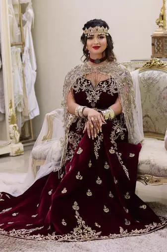 Burgundy Royal Handcrafted zardosi women's dress