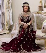 Burgundy Royal Handcrafted zardosi women's dress