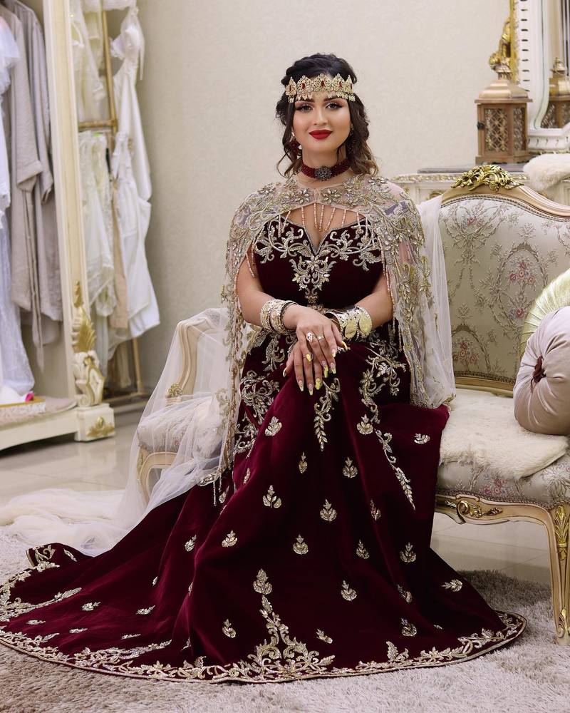 Burgundy Royal Handcrafted zardosi women's dress