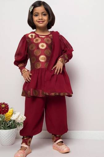 Designer frock with bottom and dupatta- 3 pcs set