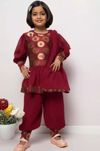 Designer frock with bottom and dupatta- 3 pcs set