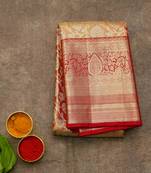 Red kanjivaram tissue silk saree with silk mark certified
