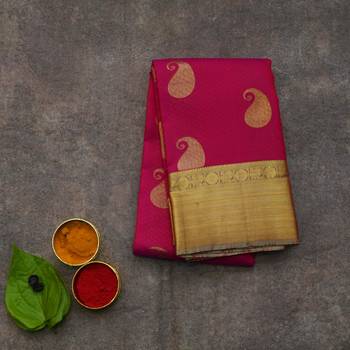 Pink and brown pure silk saree with silk mark certified 1