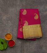 Pink and brown pure silk saree with silk mark certified