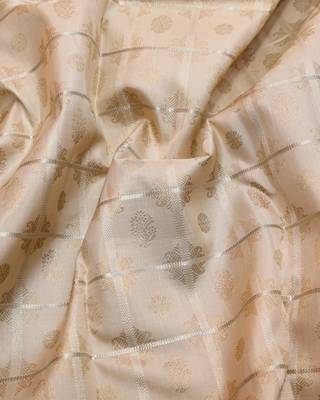 Cream and peach pure zari silk saree with silk mark certified 3