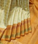 Malai yellow pure zari silk saree with silk mark certified