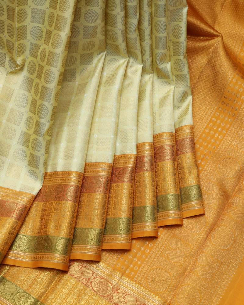 Malai yellow pure zari silk saree
