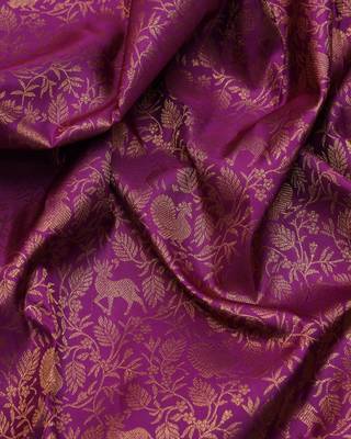 Purple and cream pure zari silk saree with silk mark certified 3