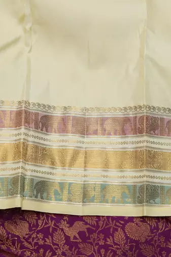 Purple and cream zari silk saree 
