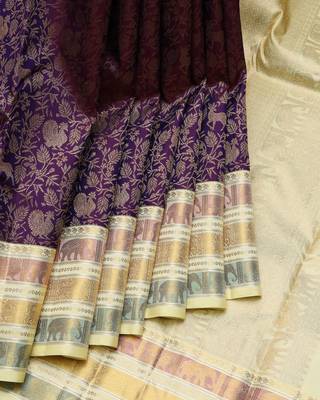 Jamun purple pure zari silk saree with silk mark certified 1