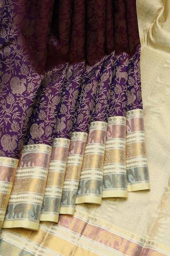 Jamun purple pure zari silk saree