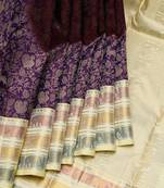 Jamun purple pure zari silk saree with silk mark certified
