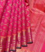 Pink and gold pure zari silk saree with silk mark certified
