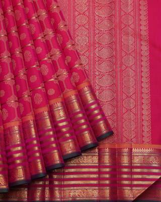 Pink and gold pure zari silk saree with silk mark certified 2