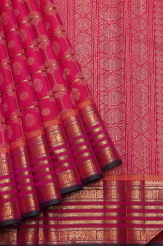 Pink and gold zari silk saree 