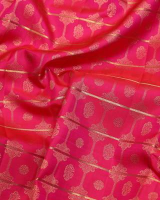 Pink and gold pure zari silk saree with silk mark certified 3