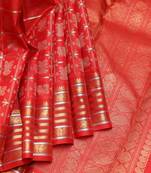 Red and traditional pure zari silk saree with silk mark certified