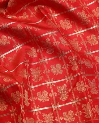 Red and traditional pure zari silk saree with silk mark certified 3