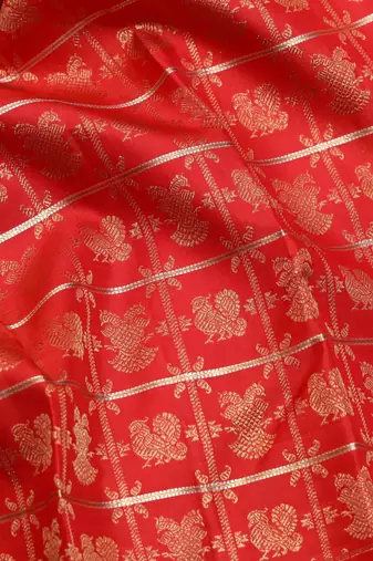Red and traditional pure zari silk saree with silk mark certified