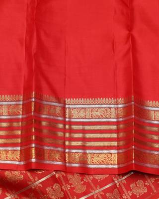 Red and traditional pure zari silk saree with silk mark certified 4
