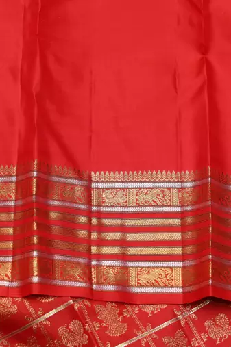 Red and traditional pure zari silk saree with silk mark certified