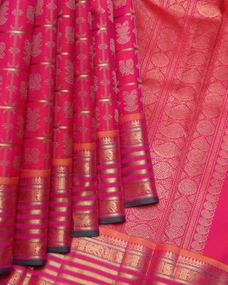 Dual tone pink traditional pure zari silk saree with silk mark certified 1